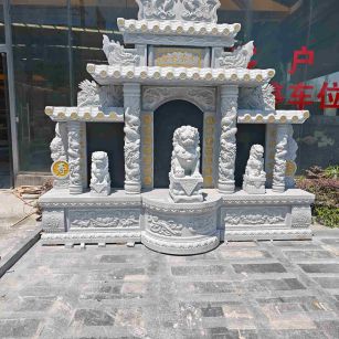 眉山芝麻白中国黑石材套墓 花岗岩墓碑